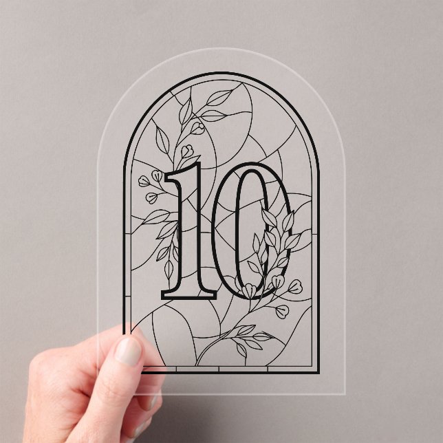 Invitations En Acrylique Stained Glass Style Table Number Ten (In situ (ordinateur de poche))