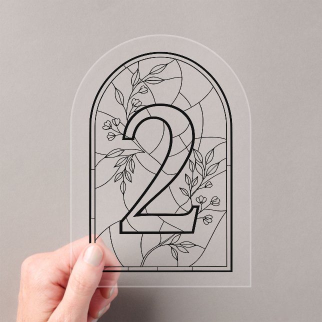 Invitations En Acrylique Stained Glass Style Table Number Two (In situ (ordinateur de poche))