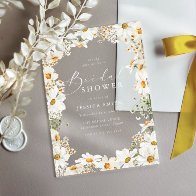 Invitations En Acrylique Stunning White Flowers Spring Bridal Shower (Créateur téléchargé)