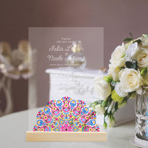 Invitations En Acrylique Style Mandala de Mariage Classique Orné Art Déco