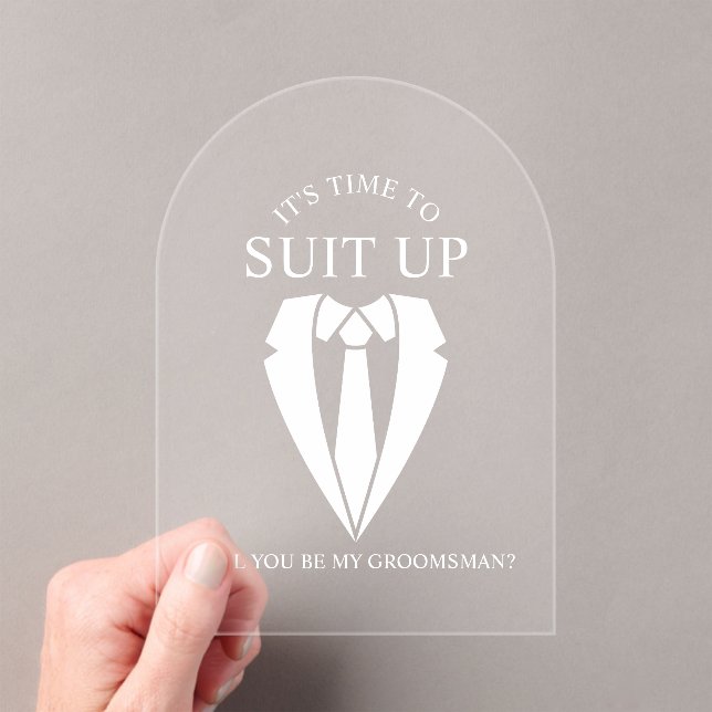 Invitations En Acrylique "SUIT UP" Mariage costume et Cravate Groomsman Pro (In situ (ordinateur de poche))