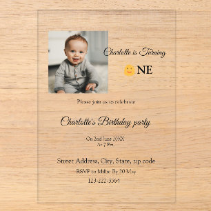 Invitations En Acrylique Sunshine simple ajouter photo QR anniversaire Invi