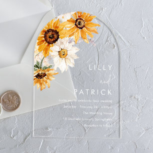 Invitations En Acrylique Sunshine tournesol Mariage moderne