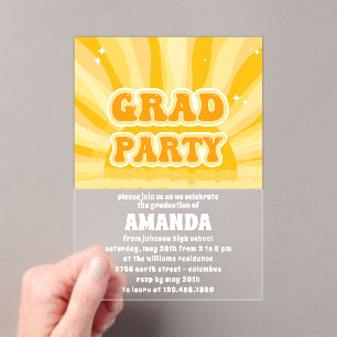 Invitations En Acrylique Sunshine Yellow Graduation Party