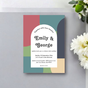 Invitations En Acrylique Super moderne coloré Abstrait chic rétro Mariage