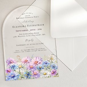 Invitations En Acrylique SURPRISE PARTY ARCH 100 septembre Fleur de naissan