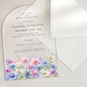 Invitations En Acrylique SURPRISE PARTY ARCH 65 septembre Fleur de naissanc