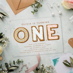 Invitations En Acrylique Sweet ONE 1er anniversaire