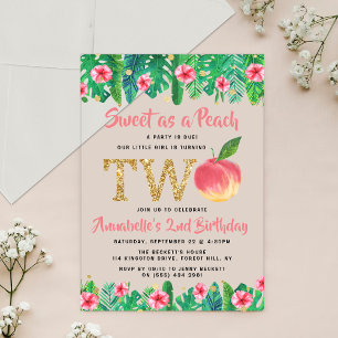 Invitations En Acrylique Sweet Peach Girls 2e anniversaire