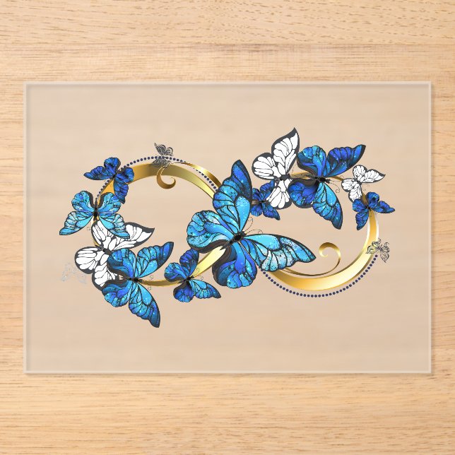 Invitations En Acrylique Symbol Infinity of Blue Morpho Butterflies (Recto)