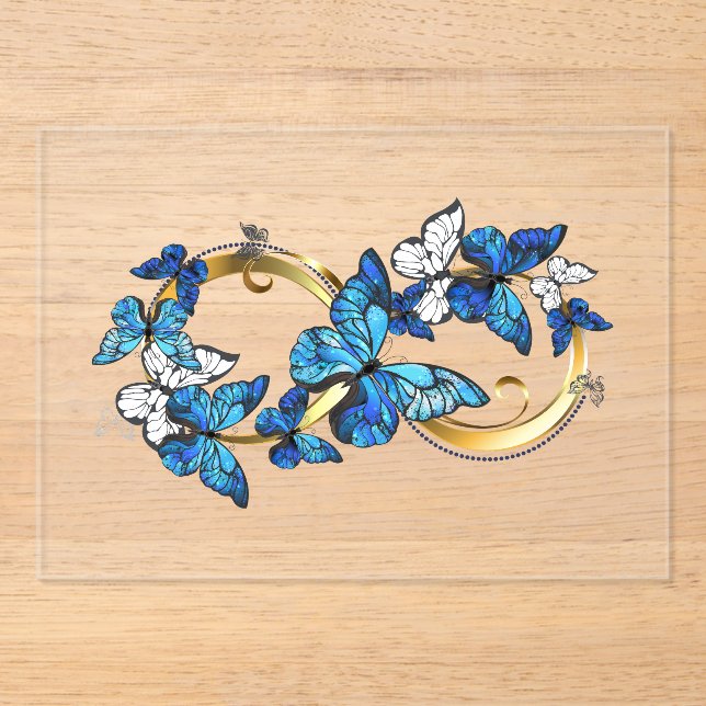 Invitations En Acrylique Symbol Infinity of Blue Morpho Butterflies (Recto)