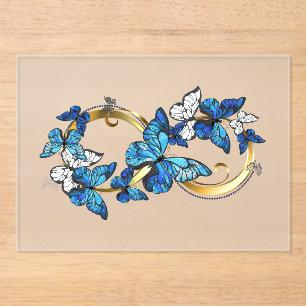 Invitations En Acrylique Symbole infini de papillons Morpho bleus