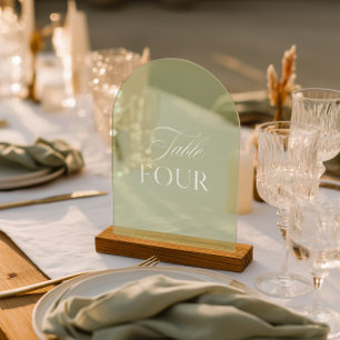 Invitations En Acrylique Table de mariage en acrylique vert sauge numéro qu