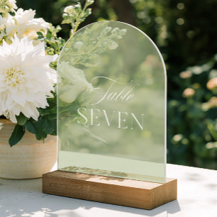 Invitations En Acrylique Table de mariage numéro sept en acrylique vert sau