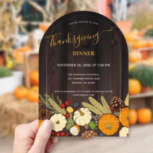Invitations En Acrylique Table rustique d'automne Dîner de Thanksgiving