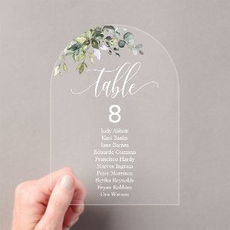 Invitations En Acrylique Tableau des arches Mariages Feuilles d'Eucalyptus