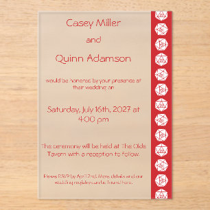 Invitations En Acrylique Tabletop Chic en Acrylique Rouge Cerise Mariage