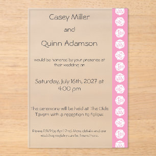 Invitations En Acrylique Tabletop Chic en rose pétale Acrylic Mariage