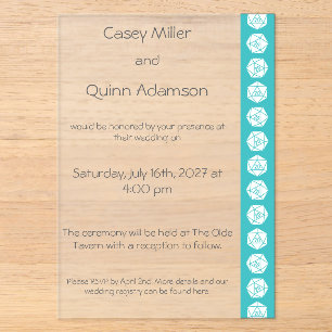 Invitations En Acrylique Tabletop Chic en Turquoise Mariage en Acrylique
