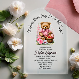 Invitations En Acrylique Teddy Bear Picnic Beary Baby shower sucré