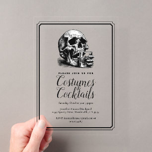 Invitations En Acrylique Tenue de cocktail crâne gothique Soirée Halloween 