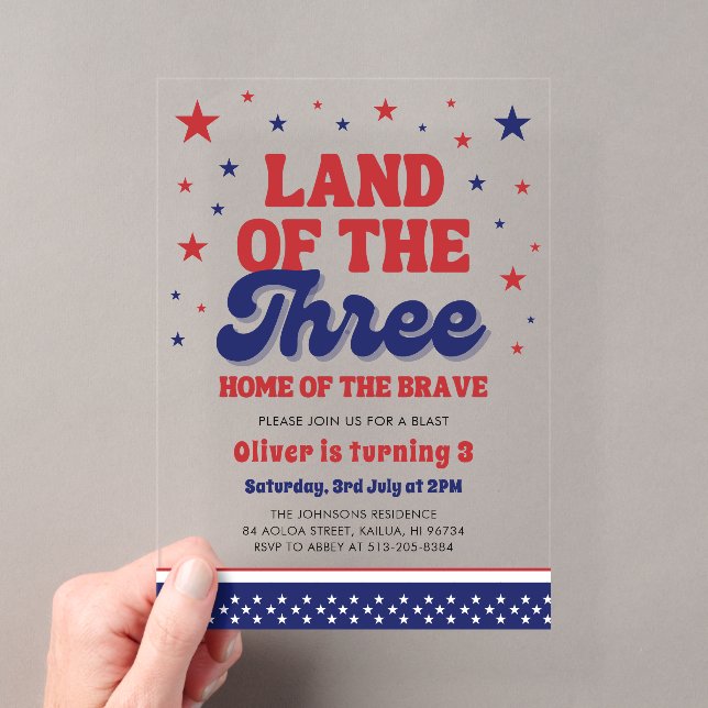 Invitations En Acrylique Terre du Trois 4 Juillet Patriotique 3ème Annivers (In situ (ordinateur de poche))