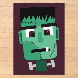 Invitations En Acrylique Tête de monstre de Frankenstein