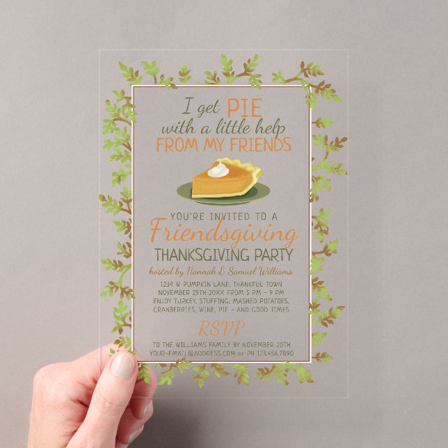 Invitations En Acrylique Thanksgiving Friendsgiving Party Citrouille Pie Fu (In situ (ordinateur de poche))