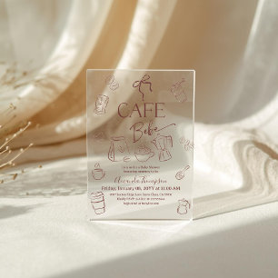 Invitations En Acrylique Thème Café Arc Café Bebe Brasserie Baby Shower