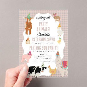 Invitations En Acrylique Thème d'anniversaire Animaux de la Ferme Animaux d