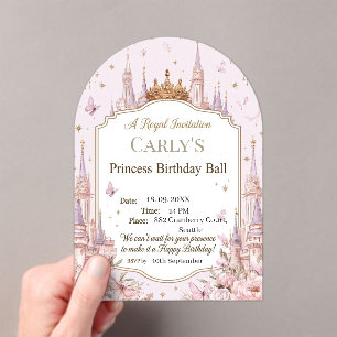 Invitations En Acrylique Thème de Château de Princesse Bal d'Anniversaire R