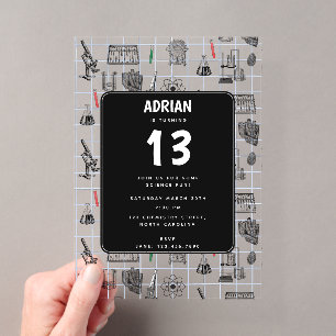 Invitations En Acrylique Thème de fête d'anniversaire pour scientifique en 