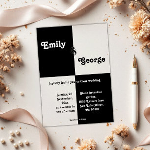 Invitations En Acrylique Thème de mariage élégant d'échecs moderne noir et 