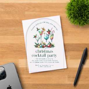 Invitations En Acrylique Thème de Noël Cocktail fêté