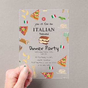 Invitations En Acrylique Thème de soirée pizza & pâtes de nourriture italie