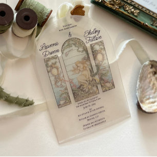 Invitations En Acrylique Thème Sirène Effet Vitrail Vintage Acrylique