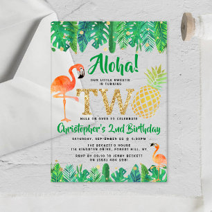 Invitations En Acrylique Thème tropical d'été de plage Luau garçons 2e anni