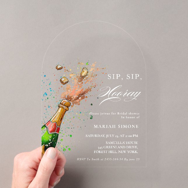 Invitations En Acrylique Toast Pink Champagne Bouteille Douche nuptiale (In situ (ordinateur de poche))