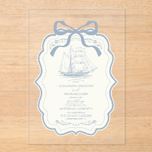 Invitations En Acrylique Toile Chic Mariage de mâchoire nautique