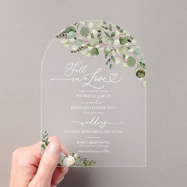Invitations En Acrylique Tombe en amour Mariage Citrouille de verdure (In situ (ordinateur de poche))