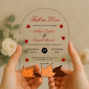 Invitations En Acrylique Tomber dans l'amour Élégant Feuille romantique Mar