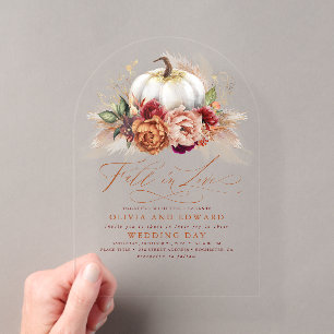 Invitations En Acrylique Tombez amoureux Élégant Mariage Fleurs de rouille 