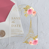 Tour Eiffel Fleurs Roses Mariage Enregistrer la Da