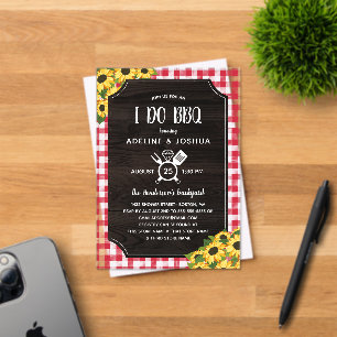 Invitations En Acrylique Tournesols En vichy rustiques I Do BBQ Douche Coup