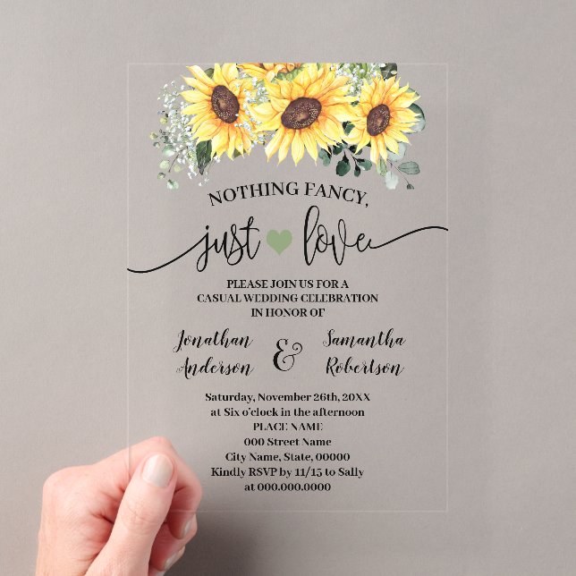 Invitations En Acrylique Tournesols Rien De Fantastique Juste Aimer Elopeme (In situ (ordinateur de poche))