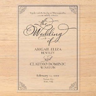 Invitations En Acrylique Tout compris Élegant Script Rome Italie Destinatio