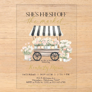 Invitations En Acrylique Tout frais du marché Black White Shower de mariage
