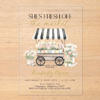 Invitations En Acrylique Tout frais du marché Black White Shower de mariage