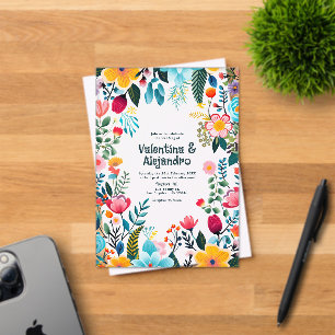 Invitations En Acrylique Transparent Fiesta Mexicaine Fleurs Mariage