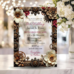 Invitations En Acrylique Transparent Steampunk Gothique Mariage à thème